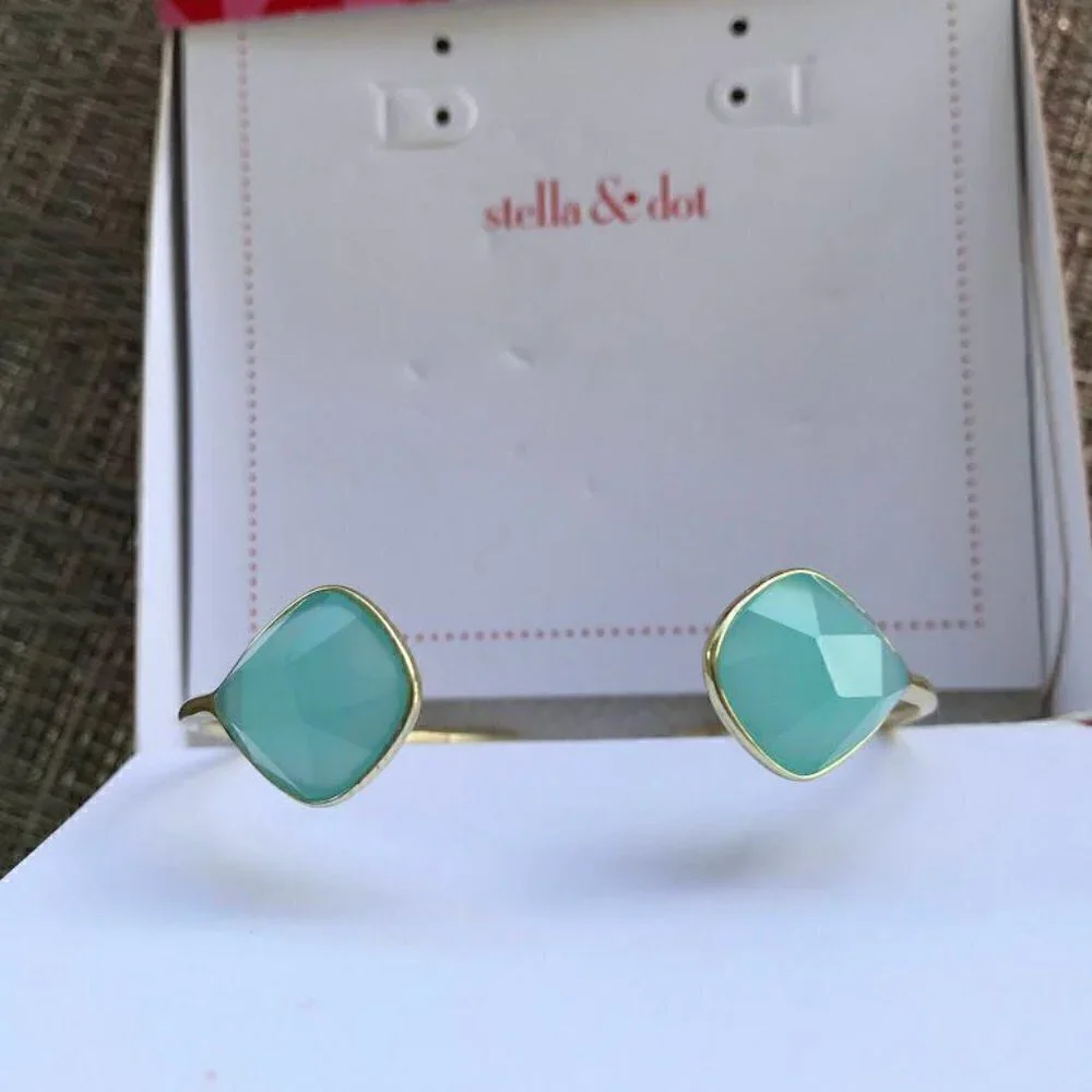 💜 Stella & Dot Aqua Serenity Stone Cuff Bracelet